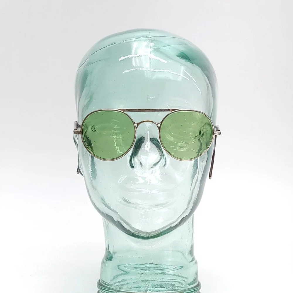 Antique Bausch & Lomb‎ Green Goggles Safety Glasses Vintage Sunglasses Steampunk
